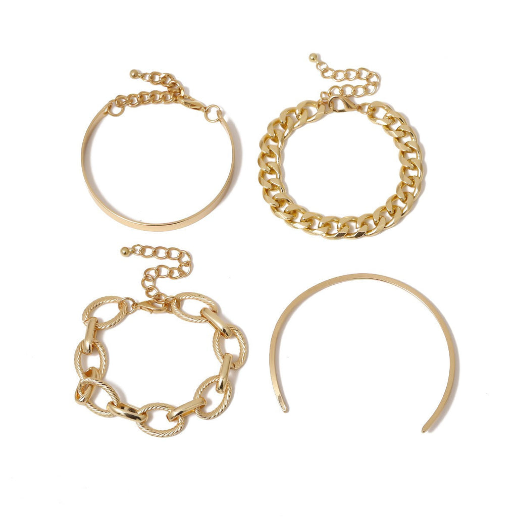 Smooth C-shaped mixed twist chain thread exaggerated O-shaped bracelet
