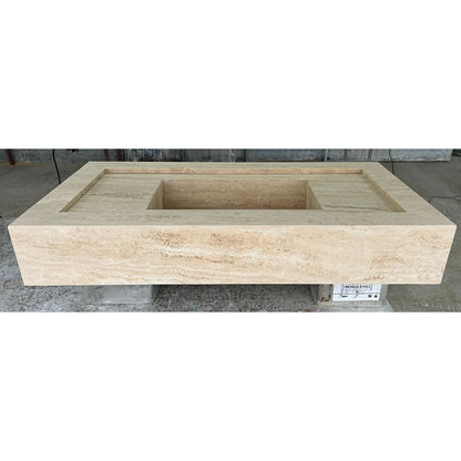 Handcrafted Travertine Natural Stone Bathroom Sink - Custom Artisan Masterpiece