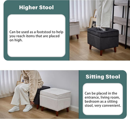 Storage Ottoman With Adjustable Lid Footrest Charcoalgray