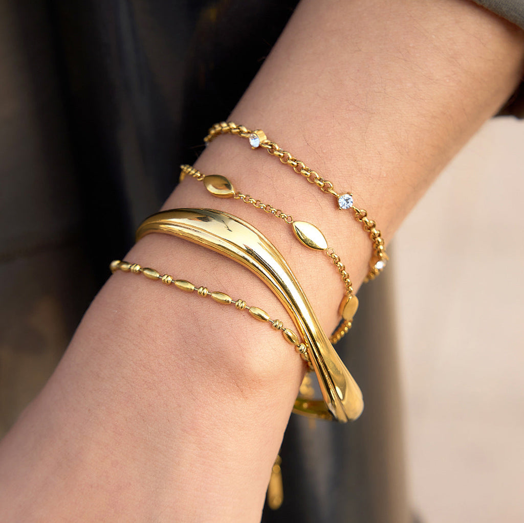 Gold Wave Open Cuff Bracelet Collection