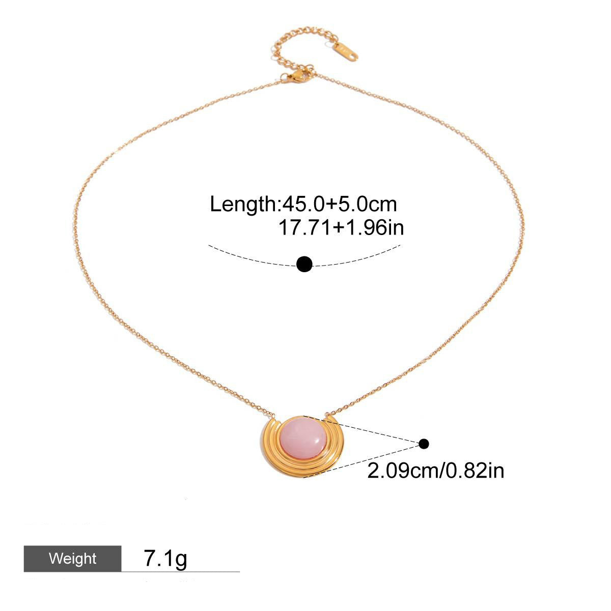 18K gold round shape with textured gemstone design light luxury noble necklace