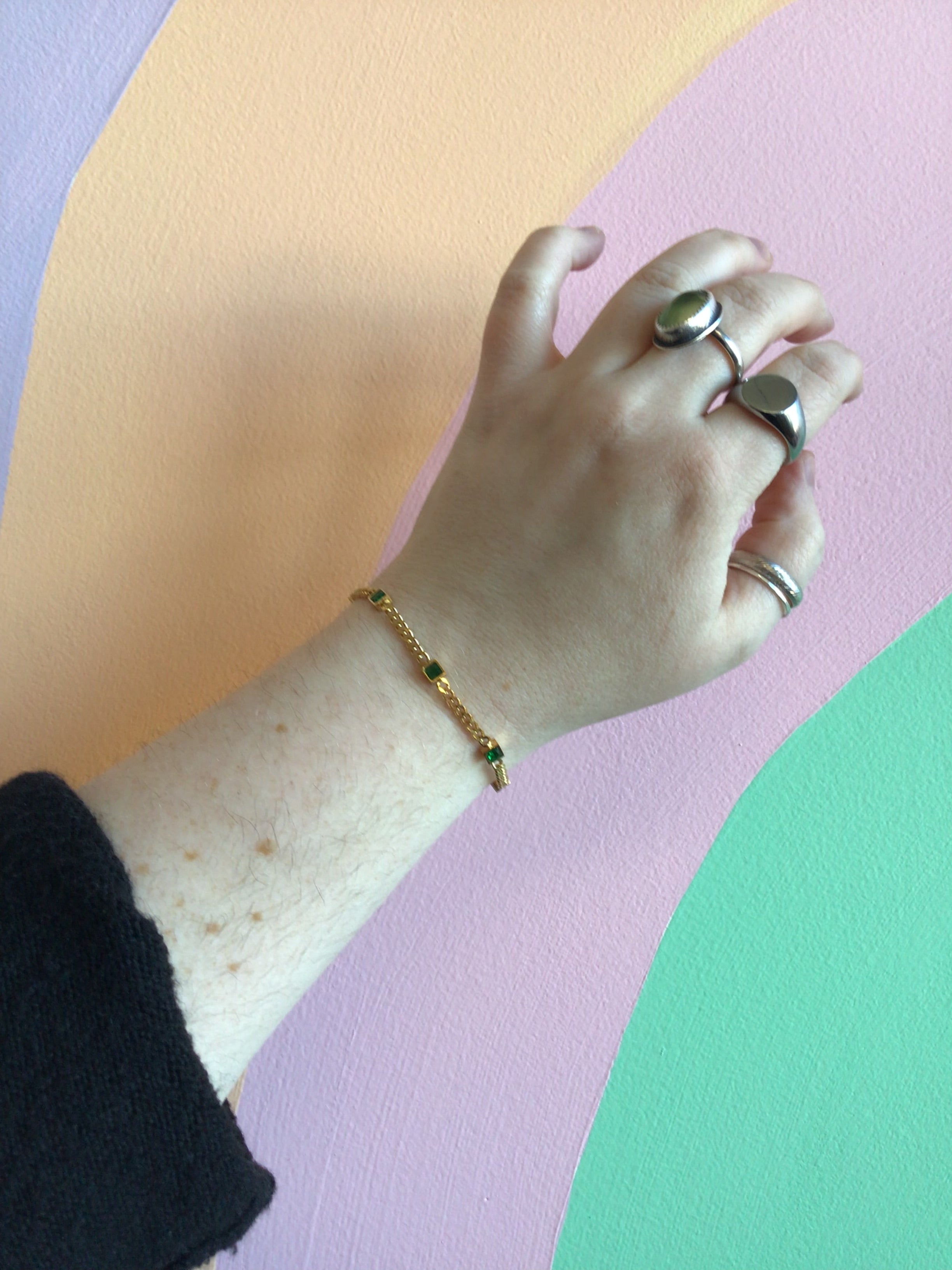 Titanium Cuban Chain Gem Bracelet