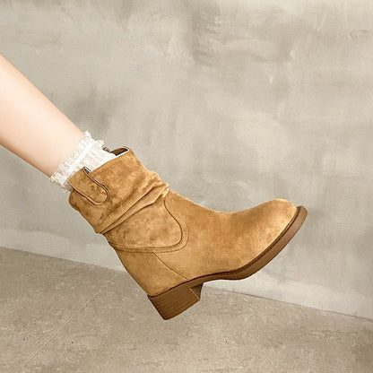 Women’s Suede Chunky Heel Slimming Ankle Boots