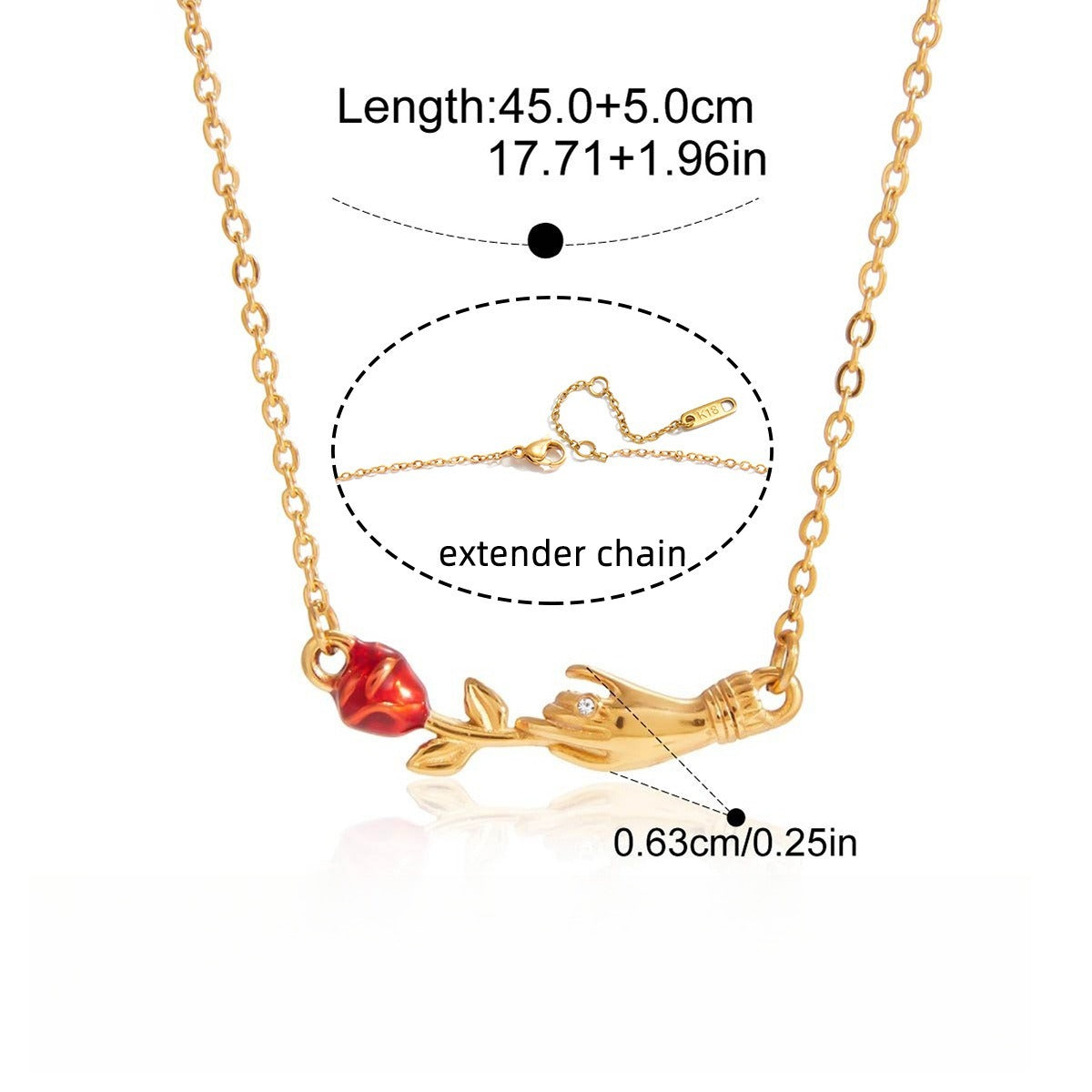 18K gold rose flower clavicle necklace