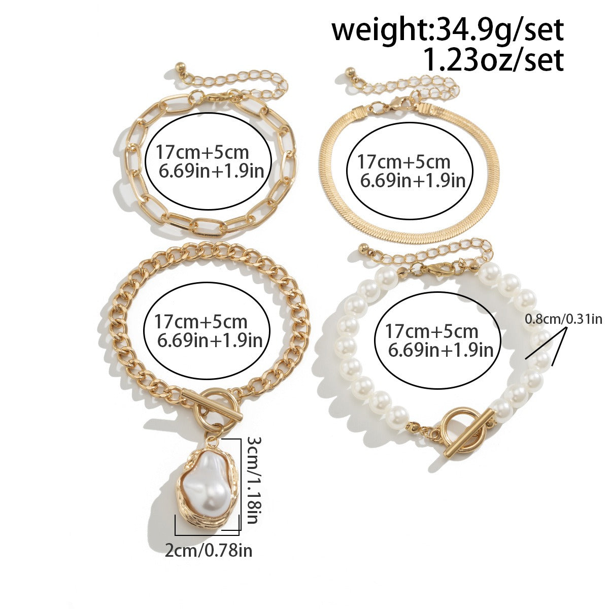 Imitation Pearl Stacking Bracelet