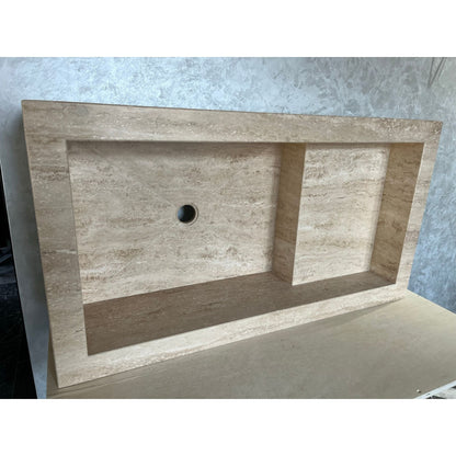 Travertine Handcrafted Custom Bathroom Sink with Natural Veining
