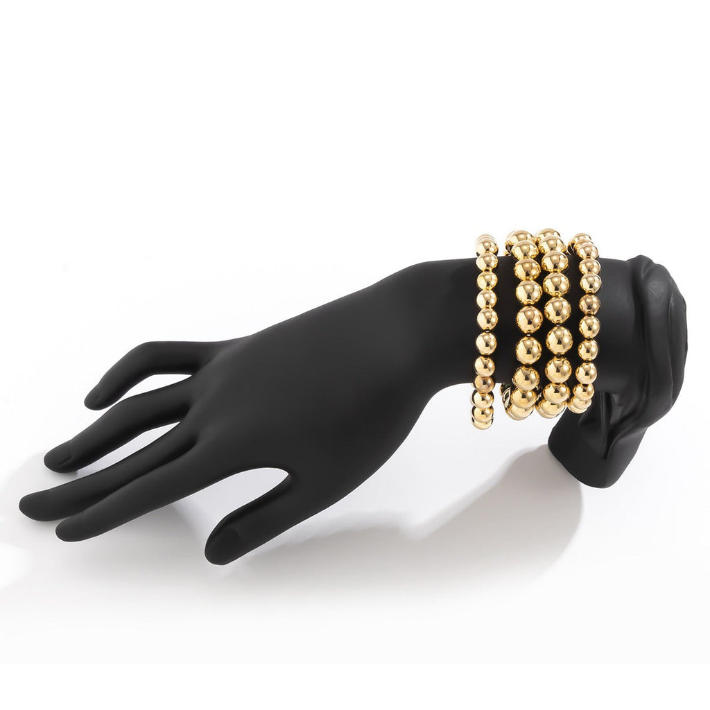 18k gold punk style exaggerated round bead chain bracelet