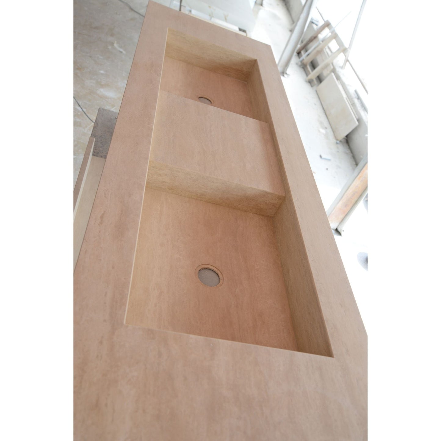 Travertine Double Sink - Handcrafted Custom Artisanal Stone Resort Luxury Bath
