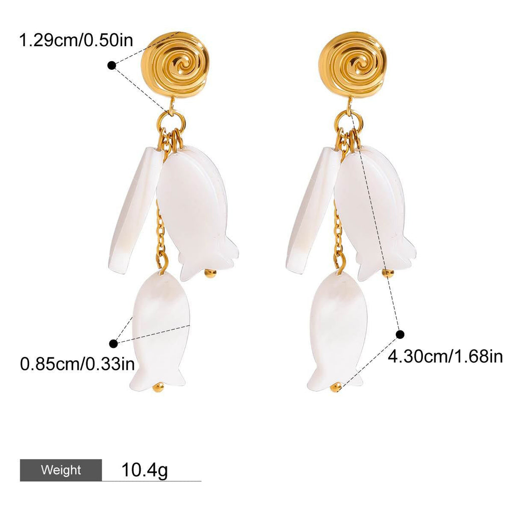 18K gold thread with fish-shaped tassel design exquisite and noble earrings