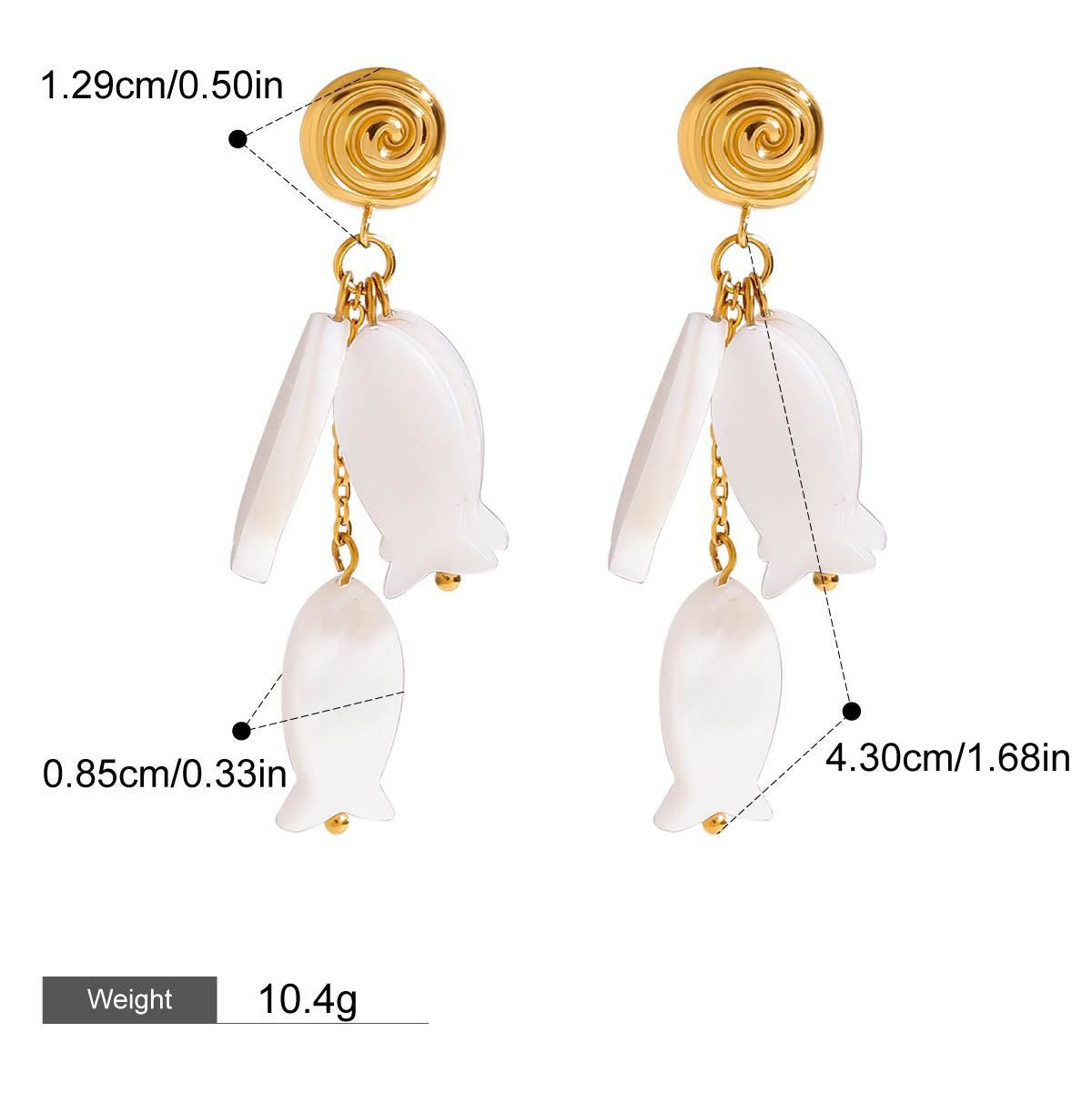 18K gold thread with fish-shaped tassel design exquisite and noble earrings