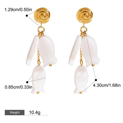 18K gold thread with fish-shaped tassel design exquisite and noble earrings