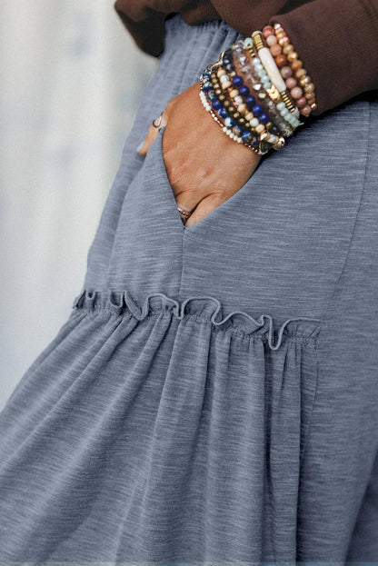 High-rise Frill Detail Wide Leg Loose Pants
