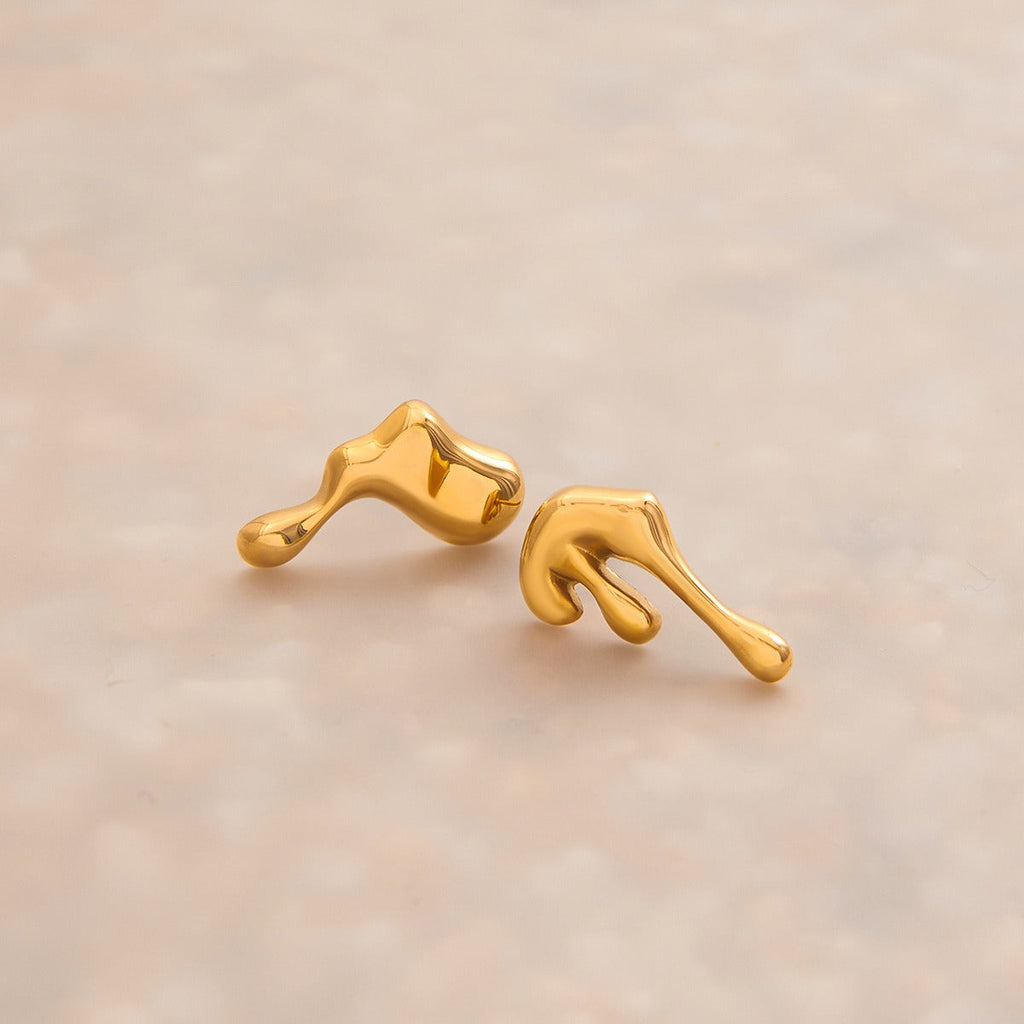 18K gold irregular shape design simple personality earrings