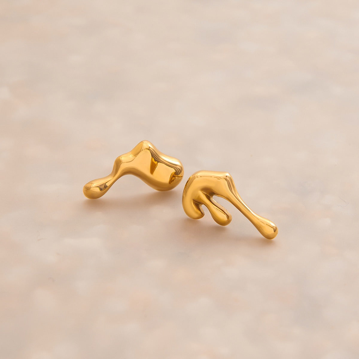 18K gold irregular shape design simple personality earrings