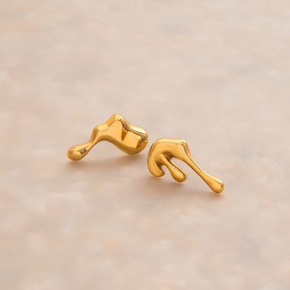 18K gold irregular shape design simple personality earrings