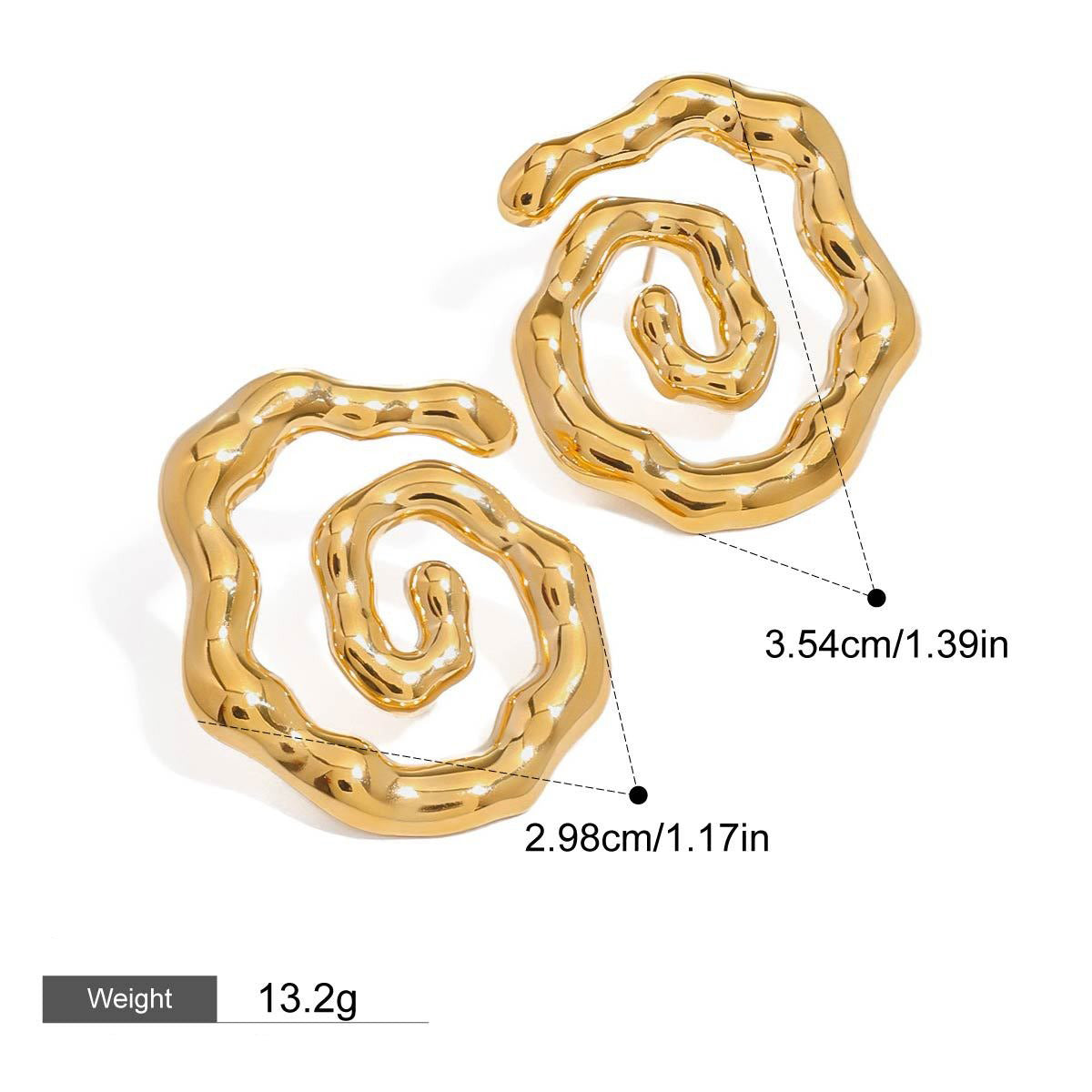 18K gold hollow thread with texture design simple and elegant earrings