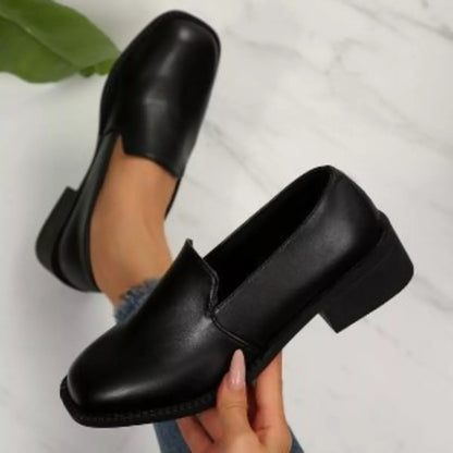 Round Toe Block Heels Loafers