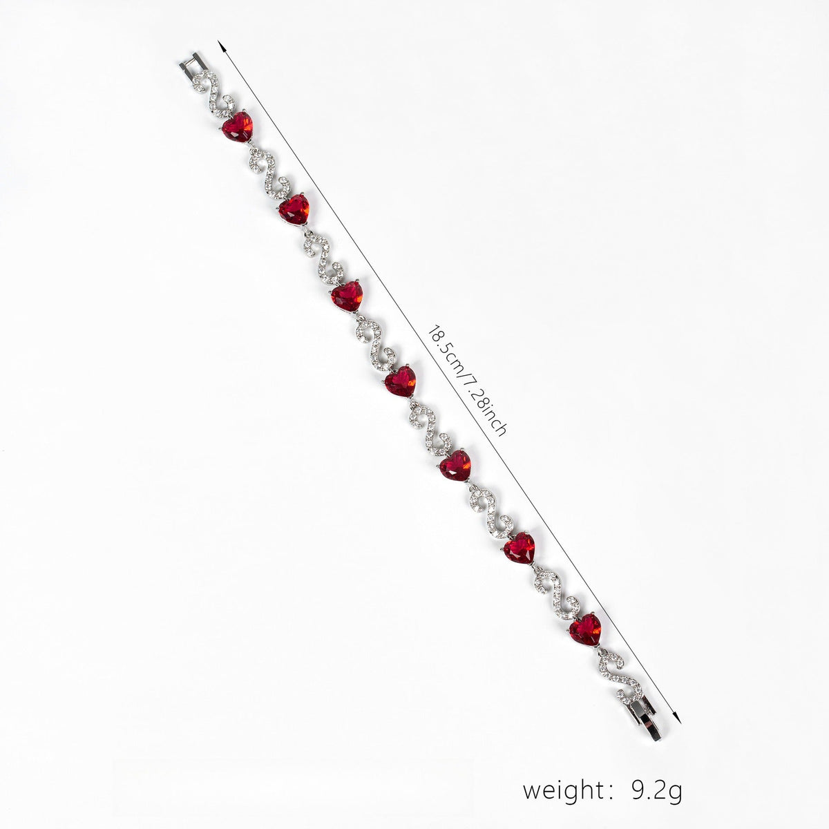 S925 Silver Number-Spliced Heart & Cubic Zirconia Bracelet