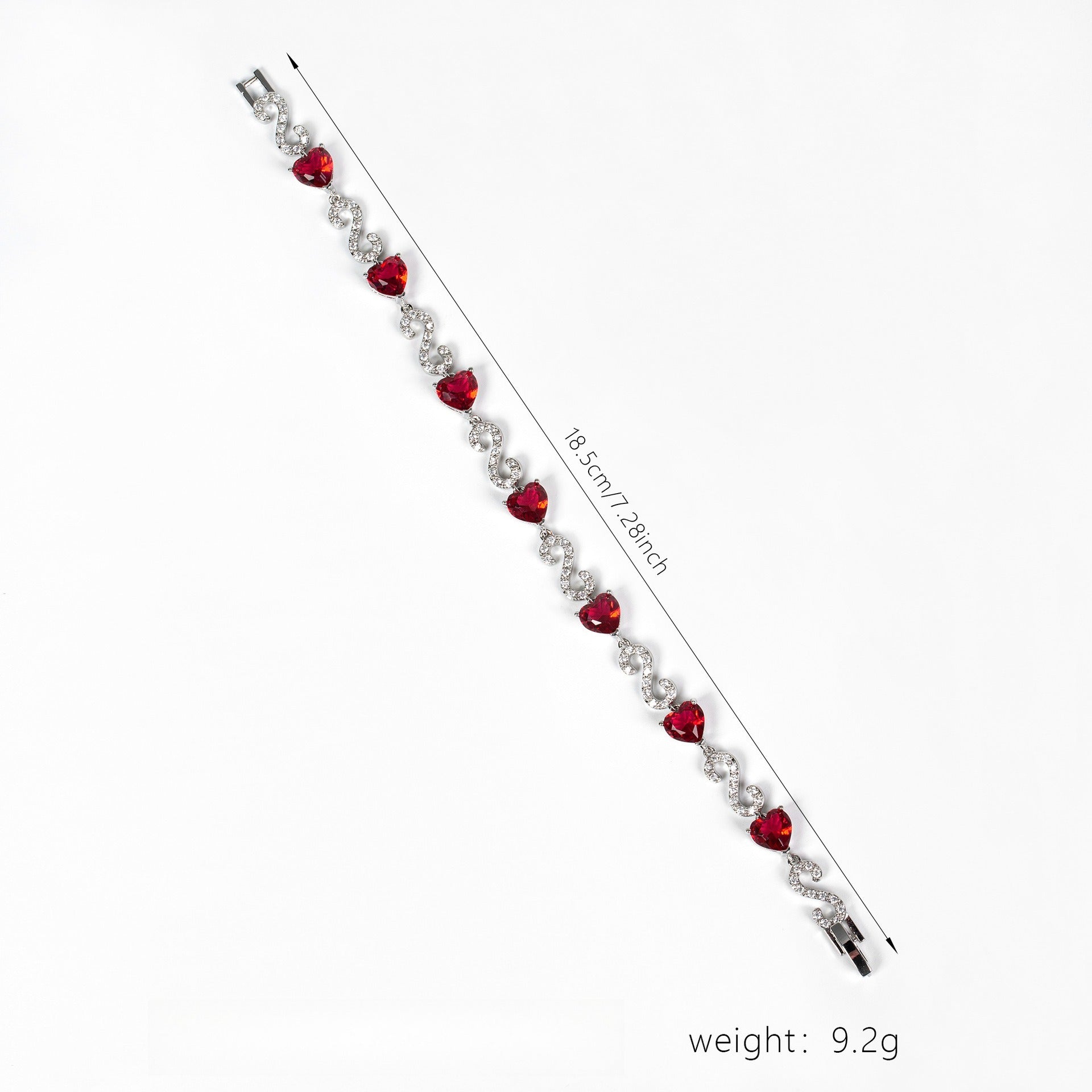 S925 Silver Number-Spliced Heart & Cubic Zirconia Bracelet