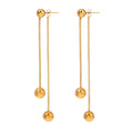 18K gold noble round beads with tassel design light luxury style earrings