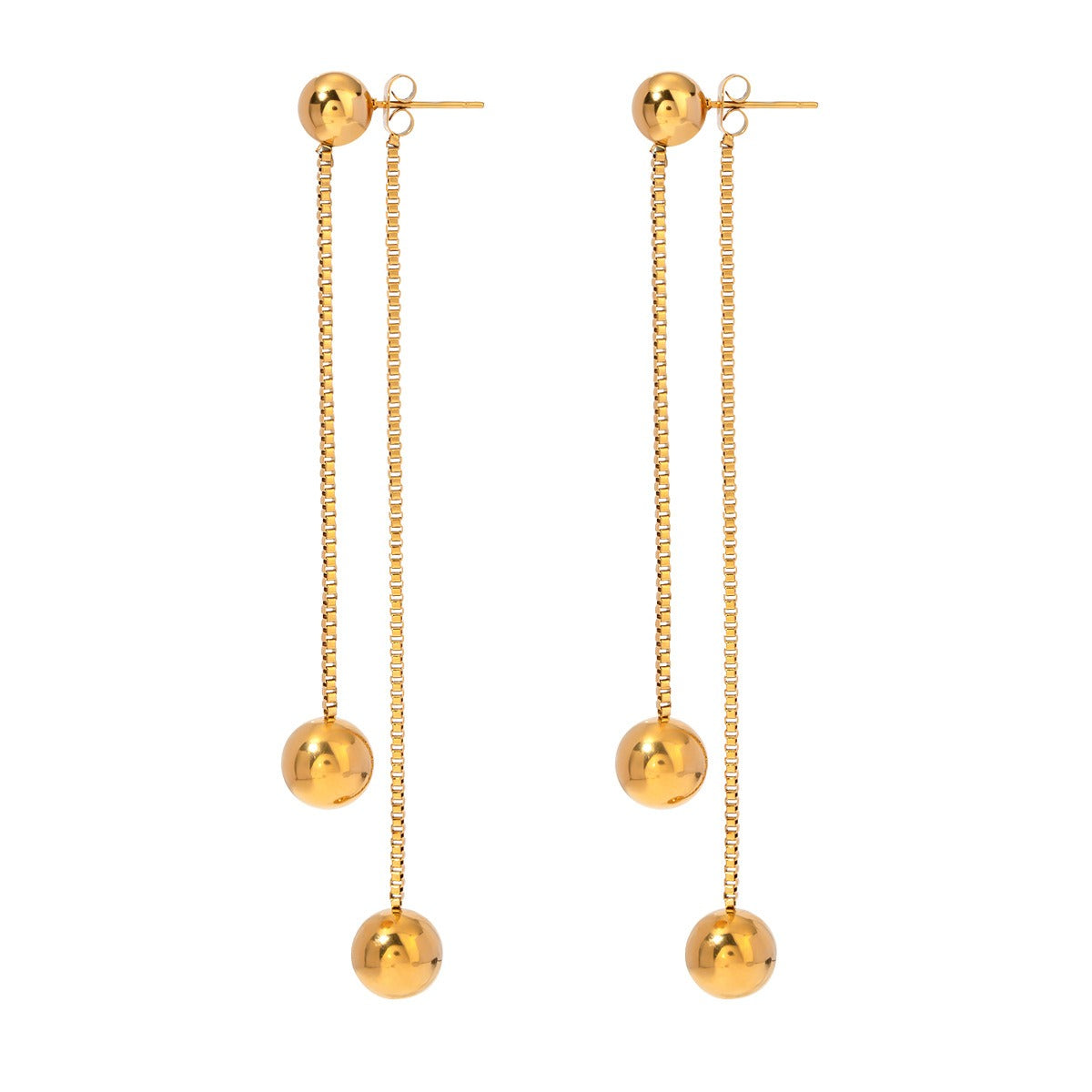 18K gold noble round beads with tassel design light luxury style earrings