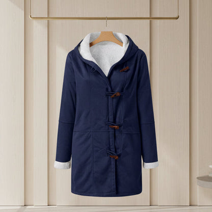 Sherpa-Lined Duffle Toggle Jacket with Hood — Warm Hooded Fleece Coat