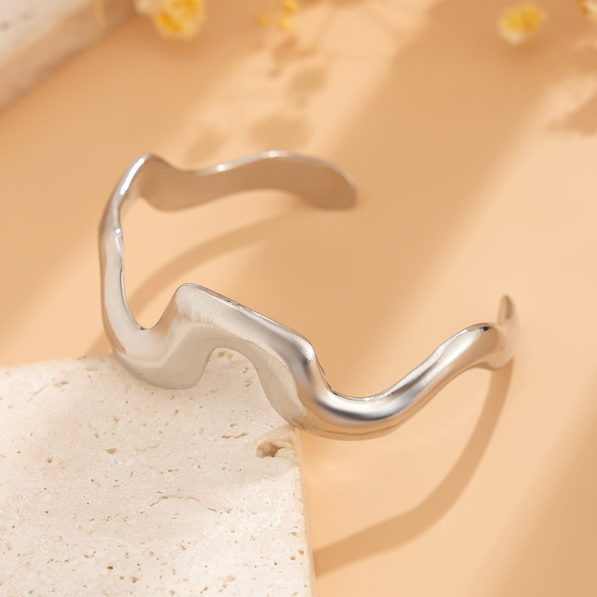 Personalized irregular geometric liquid lava metal anklet