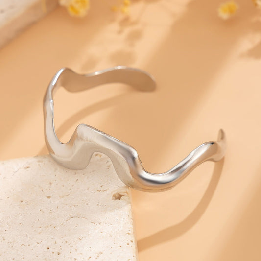 Personalized irregular geometric liquid lava metal anklet