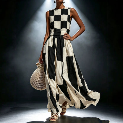 Round Neck Sleeveless Loose Maxi Dress