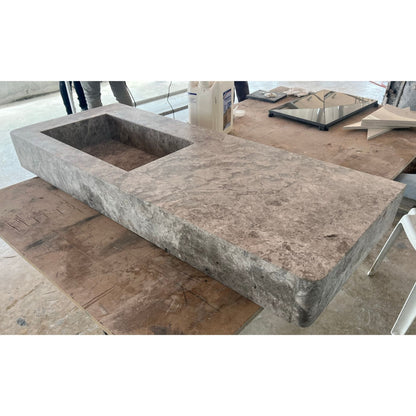 Tundra Grey Marble Handcrafted Vanity Sink - Luxury Bathroom