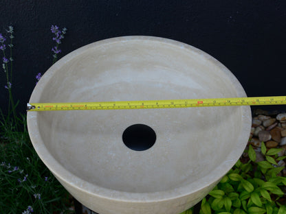 Light Travertine Handcrafted Vessel Sink - Authentic Hand Polished Natural Stone