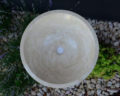 Handcrafted Light Beige Travertine Vessel Sink - Luxury Bathroom Vanity Countertop