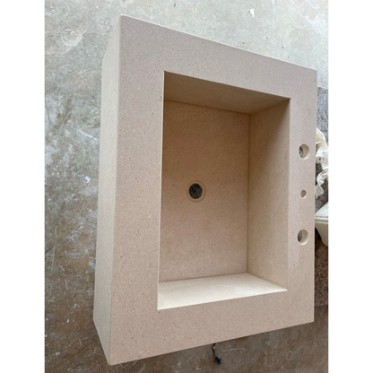 Handcrafted Custom Limestone Bathroom Sink with Natural Stone