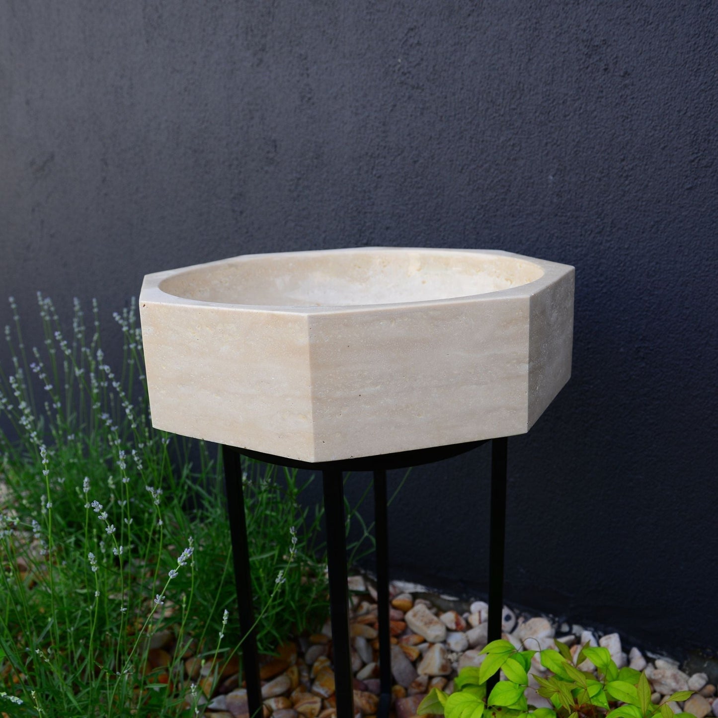 Handmade Turkish Travertine Octagon Bathroom Sink Hand Carved