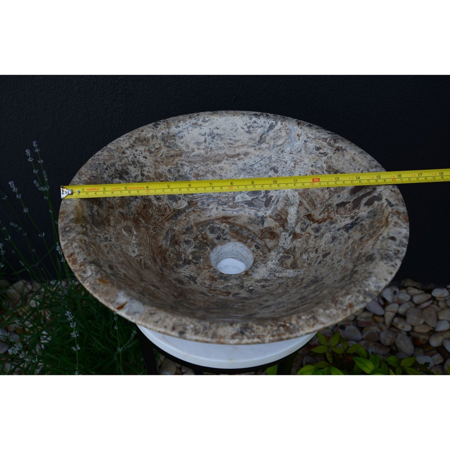 Valencia Travertine Conical Stone Vessel Sink Handmade Carved