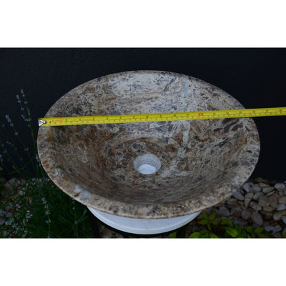 Valencia Travertine Conical Stone Vessel Sink Handmade Carved