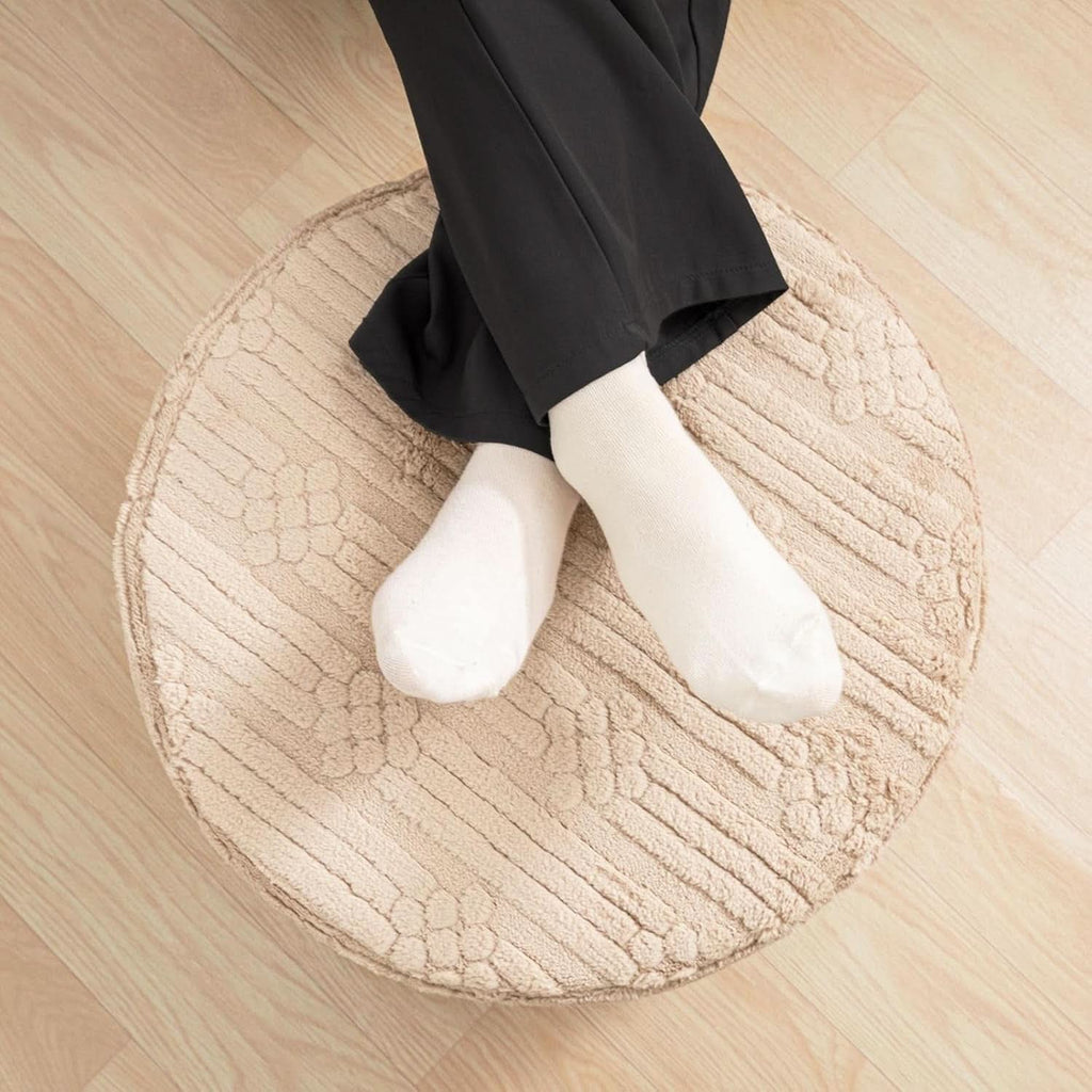 Ultra Plush Floor Pouf Ottoman Foot Rest Light Coffee
