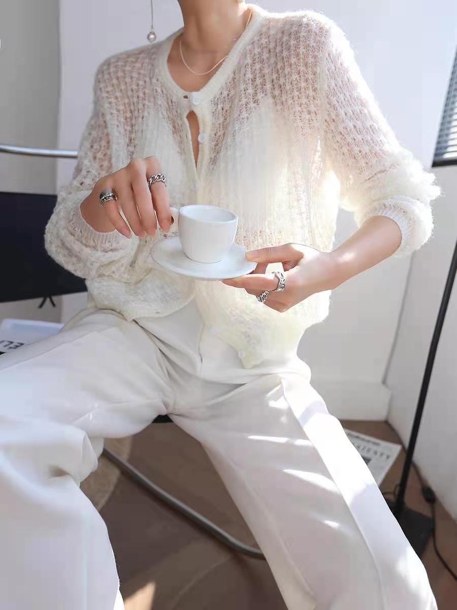 Women’s Mohair Crochet Knit Cardigan