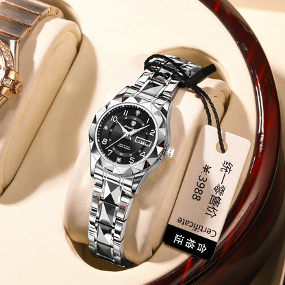 Waterproof Luminous Dual-Date Womens Quartz Watch