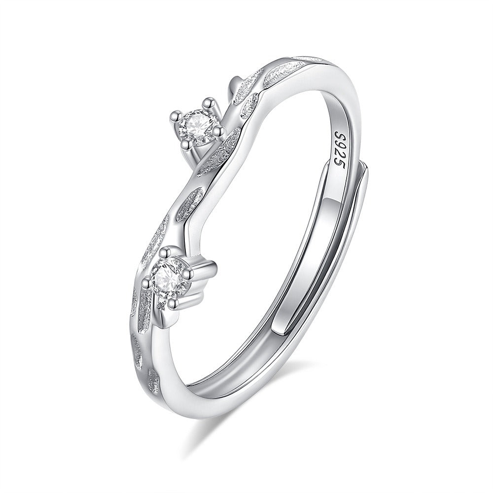 S925 sterling silver Chinese style couple engagement ring