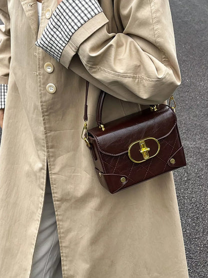 Quilted Pattern Top Handle Crossbody Bag