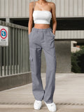 Women’s High Waisted Work Pants – Casual Wide Leg Cargo Trousers