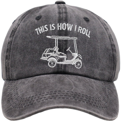 Funny Golf Cart Hat Adjustable Baseball Cap