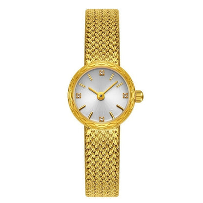 Retro Copper Mesh Womens Versatile Vintage-style Mini Gold Watch