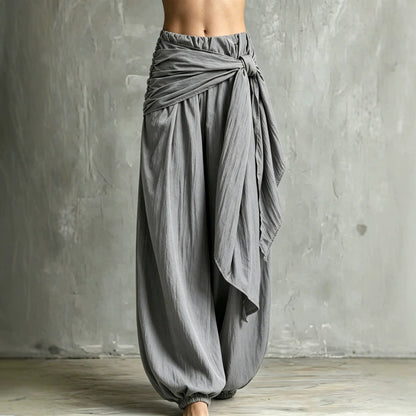 Women's High-Waist Tie-Waist Wide-Leg Pants