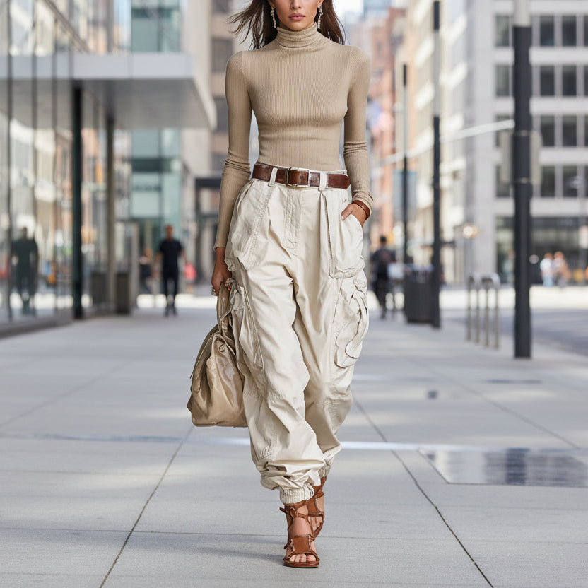 Women’s High-Waist Loose Fit Wide-Leg Casual Trousers