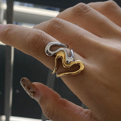18K gold geometric line design exquisite personality ring