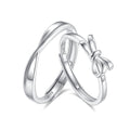 S925 silver heart knot entangled couple bowknot open ring