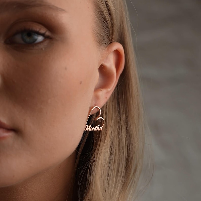 Heart Name Stud Earrings