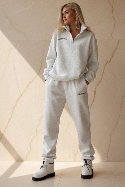 Women's Embroidered Half-Zip Sweatshirt & Jogger Pants Set